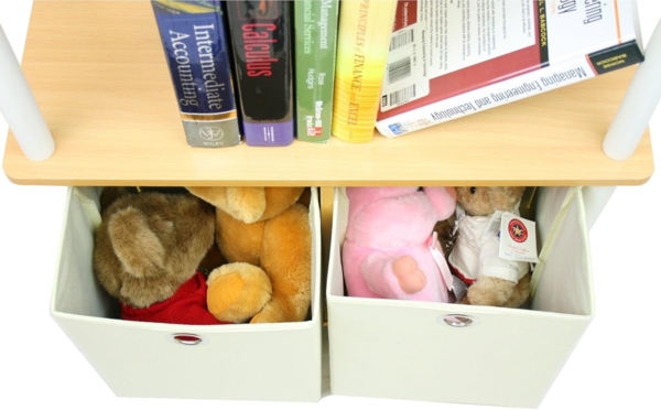 Furinno Go Green Mehrzweck-Regal mit 2 Einschüben, Buche/Weiß, 29. 46x29. 46x109. 85 cm Bild 5