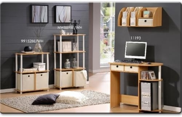 Furinno Go Green Mehrzweck-Regal mit 2 Einschüben, Buche/Weiß, 29. 46x29. 46x109. 85 cm Bild 6