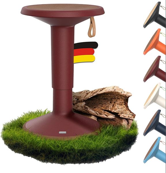 Interstuhl UPis1 - ergonomischer Sitzhocker mit Schwingeffekt - höhenverstellbar - Hocker mit rutschhemmender Standfläche & Kippschutz - Bürohocker (ECO Weinrot, ECO UP Sitzhocker)