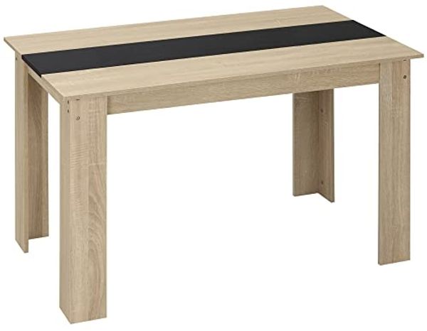 HOMCOM Rechteckiger Esstisch für 4 bis 6 Personen, Küchentisch, 120 x 69 x 75 cm, moderner Stil, dreieckige Beine, Stabiler, Eiche und Schwarz