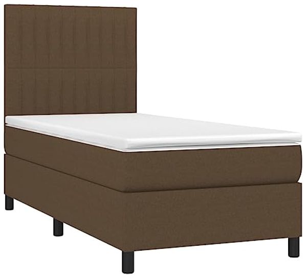vidaXL Boxspringbett mit Matratze Dunkelbraun 90x190 cm Stoff 3141900