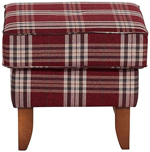 Verita Hocker Flachgewebe Rot Buche Nussbaumfarben