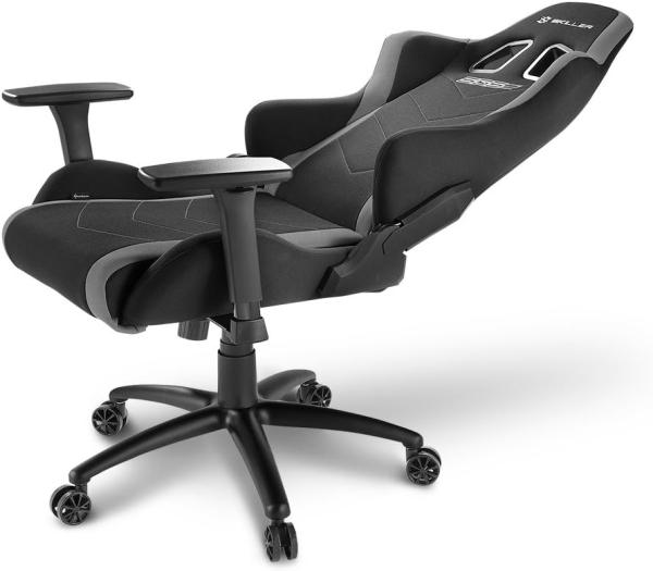 Sharkoon Skiller SGS2 Hochwertiger Gaming Stuhl mit Stoffbezug, Robuste Stahlrahmenkonstruktion, Flexibel einstellbare 3-Wege-Armlehnen, Stabile Gasdruckfeder, 60 mm Rollen, schwarz/grau Bild 7