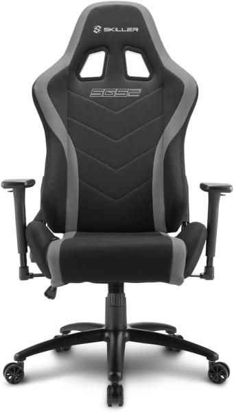 Sharkoon Skiller SGS2 Hochwertiger Gaming Stuhl mit Stoffbezug, Robuste Stahlrahmenkonstruktion, Flexibel einstellbare 3-Wege-Armlehnen, Stabile Gasdruckfeder, 60 mm Rollen, schwarz/grau Bild 4