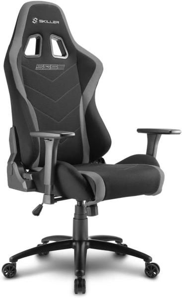 Sharkoon Skiller SGS2 Hochwertiger Gaming Stuhl mit Stoffbezug, Robuste Stahlrahmenkonstruktion, Flexibel einstellbare 3-Wege-Armlehnen, Stabile Gasdruckfeder, 60 mm Rollen, schwarz/grau Bild 5