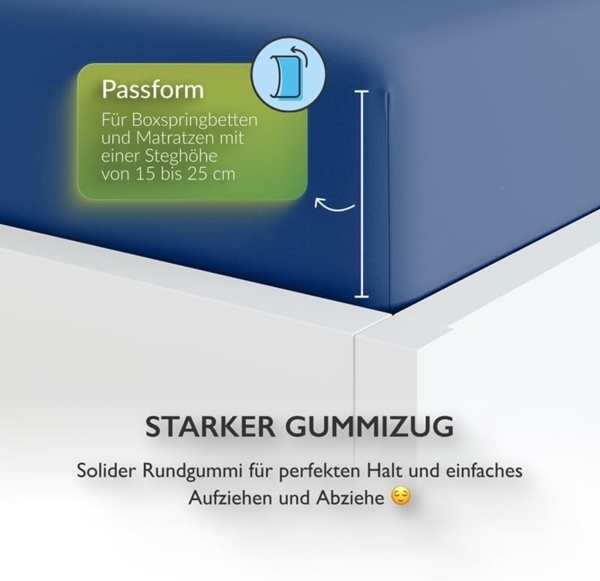 etérea Comfort Jersey Spannbettlaken Marine 90x200 cm - 100x200 cm Bild 4