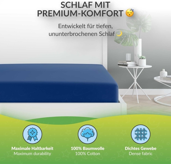 etérea Comfort Jersey Spannbettlaken Marine 90x200 cm - 100x200 cm Bild 2