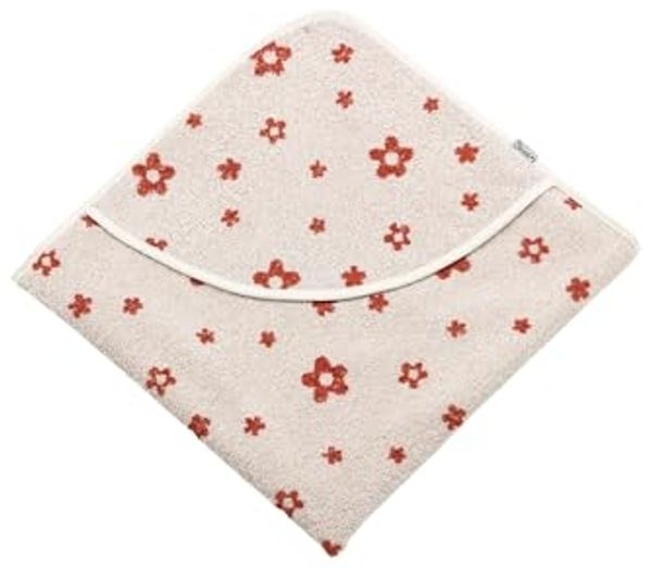 Sterntaler Kapuzenbadetuch 80x80 cm Pferd Sunny - Badetuch mit Blumen Allovermotiv - Babyhandtuch mit Kapuze Baumwolle, Ecru