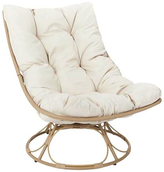 HOME DECO FACTORY, HDO0227, Petra-Sessel, Möbel, Gartenmöbel, Außensitz, 74 x 88 x 96 cm, Sitzhöhe 35 cm, UV-Behandlung – Textil, Wasserabweisende Epoxidbehandlung, Beige