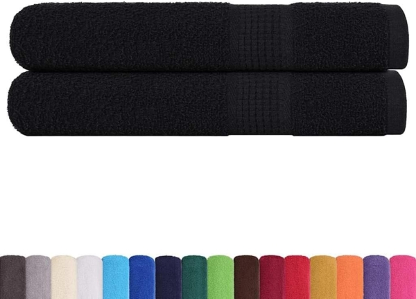 vidaXL Handtücher 2 Stk. Schwarz 100x200 cm 360 g/m² 100% Baumwolle 136962