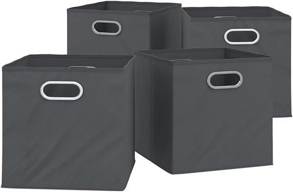 VICCO 4er Set Faltbox 30x30 cm anthrazit Faltkiste Aufbewahrungsbox Regalbox