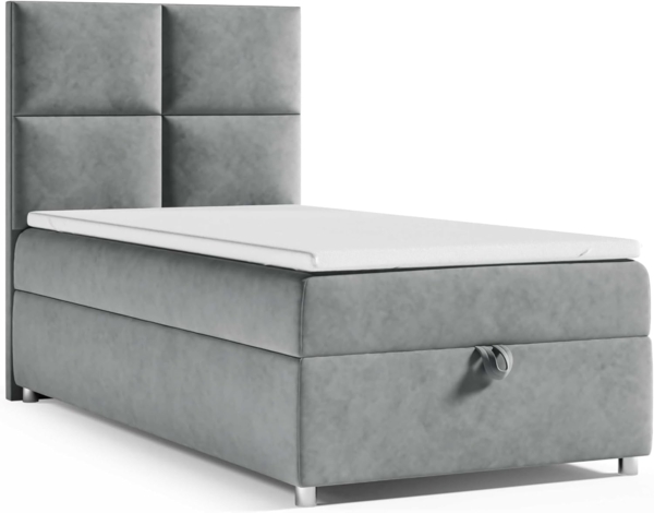 Best for Home Boxspringbett K2 SINGLE mit Bettkasten (Grau 90x200)