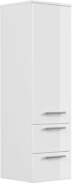 Hochschrank 120 cm weiss hochglanz mit Glaseinlagen : Weiss hochglanz