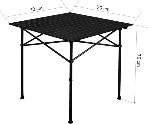 anndora Campingtisch 70x70 cm quadratisch klappbar schwarz Bild 2