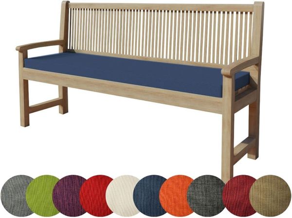 chilly pilley Bankkissen Bankauflage Polsterauflage Reißverschluss mit Schlaufen Kissen für Gartenbank für Gartenmöbel Sitzkissen & Rückenkissen Outdoor (200 x 50 x 5 cm, Dunkelblau)