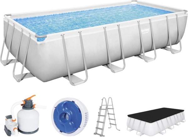 Power Steel™ Frame Pool, Lichtgrau, 549 x 274 x 122 cm