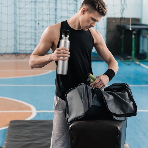 Trinkflasche Edelstahl 1L, Wasserflasche Sport mit Strohhalm, BPA-Frei, Auslaufsicher Trinkflasche Kohlensäure Geeignet, Doppelwandige Vakuumisolierte, Isolierflasche für Yoga, Schule, Camping Bild 7