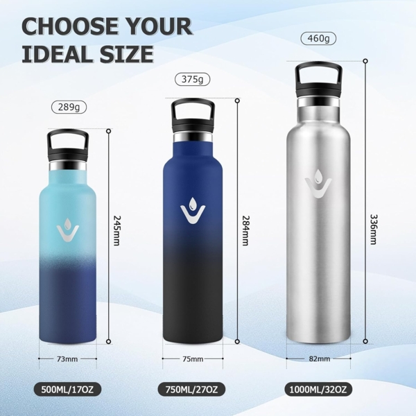 Trinkflasche Edelstahl 1L, Wasserflasche Sport mit Strohhalm, BPA-Frei, Auslaufsicher Trinkflasche Kohlensäure Geeignet, Doppelwandige Vakuumisolierte, Isolierflasche für Yoga, Schule, Camping Bild 5