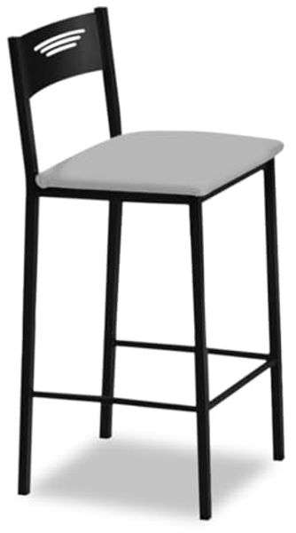 ASTIMESA - Hohe Küchenhocker mit Rückenlehne - Gestell schwarz und Sitzfläche aus Kunstleder - Farbe des Sitzes: grau. Lieferumfang: 1 Stück - Maße: 90 cm (Gesamthöhe)