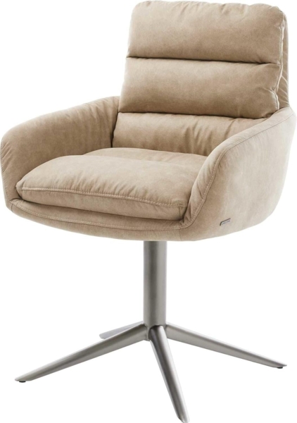 Drehstuhl Abelia-Flex mit Armlehnen Mikrofaser Beige Vintage Fußkreuz Graphit 360° drehbar Wippfunktion