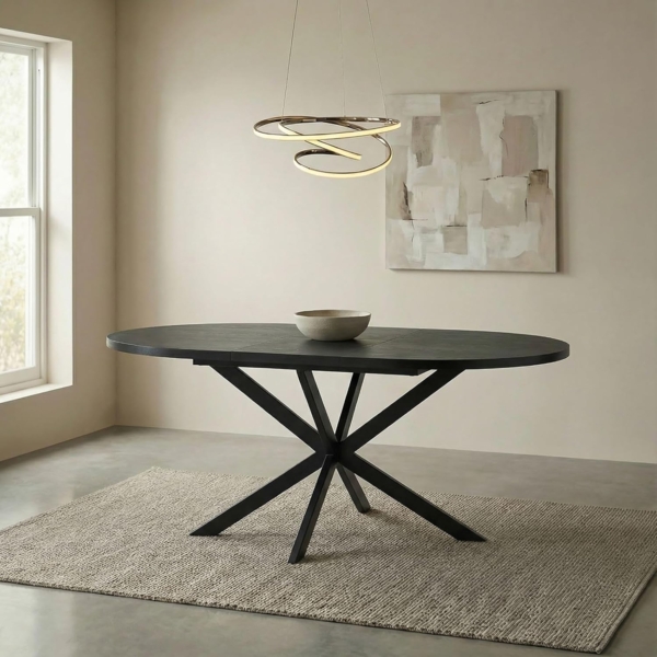 IDIMEX Esstisch CHESTER, Runder Esszimmertisch 120cm ausziehbar bis 160cm Holzdekor Schwarz