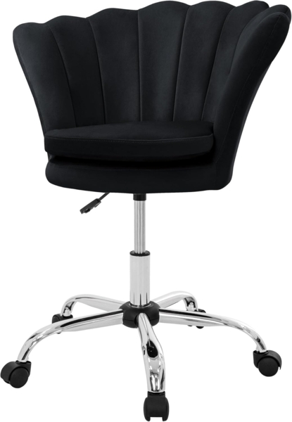 ML-DESIGN Bürostuhl 360° Drehstuhl aus Samt, Polsterstuhl mit Rückenlehne höhenverstellbar (1 St), Büro-Schreibtischstuhl Schwarz Muschel-Sessel gepolstert Metallgestell Bild 1
