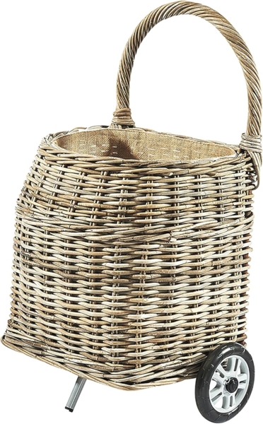 Kobolo Kaminholzkorb Kaminholzwagen Wagen mit Rollen - Rattan kubu grey
