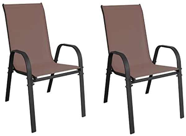 2 Stück Stapelstuhl Metall - Textilen Farbe Anthrazit - Braun