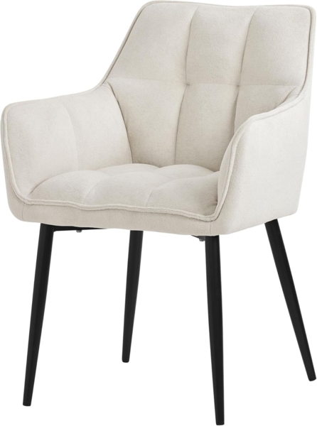 ML-DESIGN Polsterstuhl Esszimmerstuhl mit dickem gepolsterter Sitz, Rücken- und Armlehnen (1 St), Wohnzimmerstuhl aus Frotteestoff Creme Loungesessel Küchenstuhl