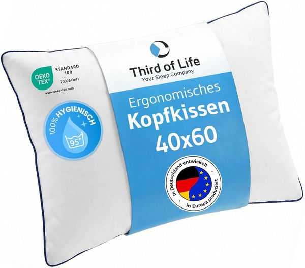 Kopfkissen 'inSPIRO' mit Duo-Hohlfasertechnologie für optimale Stützkraft, 40x60 cm
