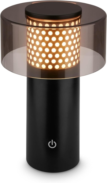 Briloner Leuchten LED Tischleuchte Akku Stufenlos dimmbar Touchfunktion Kabellos, LED fest integriert, Warmweißes Licht USB-C Ladung 150mm Durchmesser 190mm Höhe