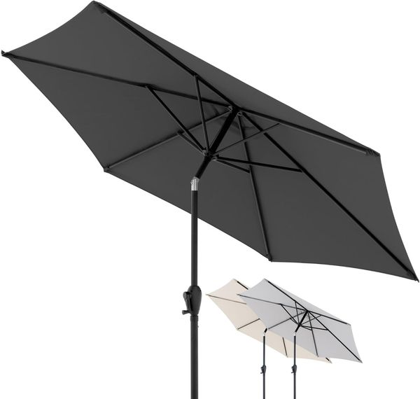 Doppler Sonnenschirm Jack 250cm in Dunkelgrau - Runder Sonnenschirm für Balkon & Terrasse - Schirm knickbar - Balkonsonnenschirm - Kurbelschirm - Gartenschirm mit Kurbelfunktion, Groß