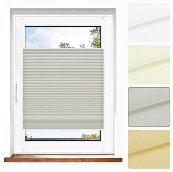 jalousiescout Plissee Pure Plissee Premium, 55x100 cm, grau, halbtransparent, ohne Bohren, verspannt, Klemmfix, Polyester-Stoff, blickdicht und lichtdurchlässig