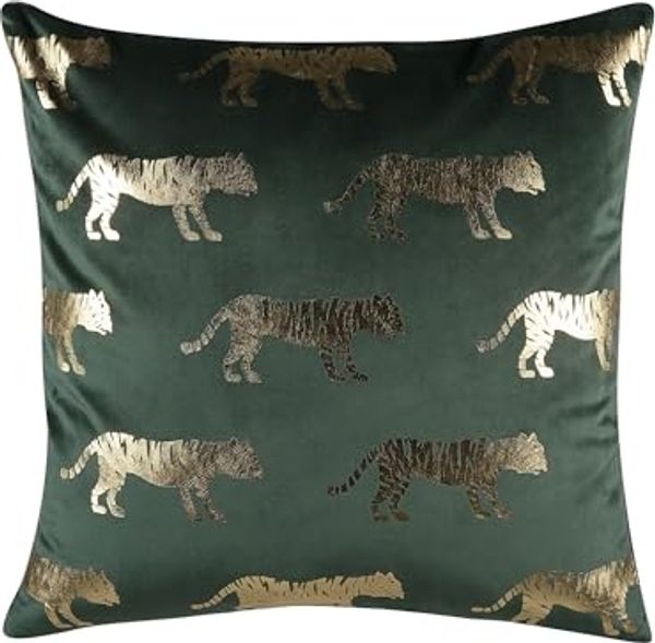 Kissen 2er Set Tiermuster BLUEBELL Samtstoff 45 x 45 cm Dunkelgrün