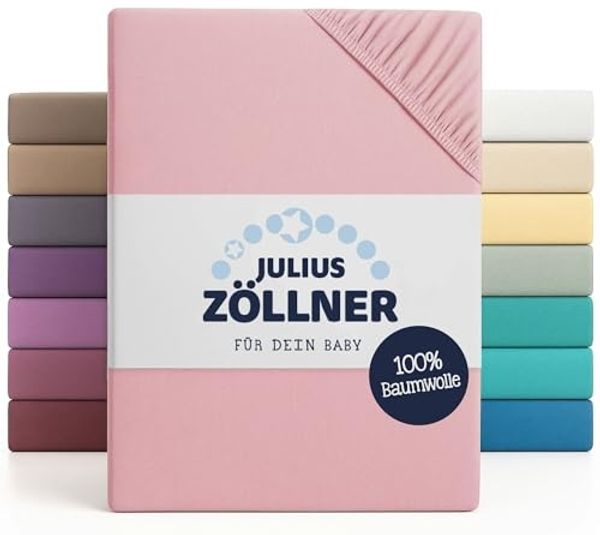 Julius Zöllner Jersey Spannbettlaken für Wiegen 90x40 cm und Stubenwagen, 100% Jersey-Baumwolle, Oeko-TEX Standard 100 Zertifiziert, Gr. 90x40 cm, 2er Pack, rosa