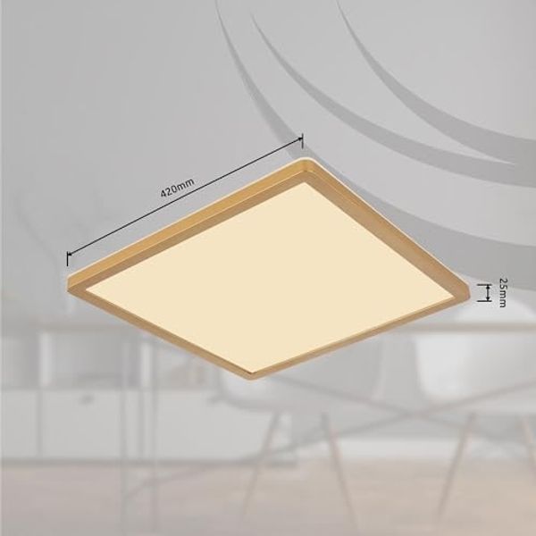 LED Deckenleuchte, Messing, IP44, 3 Lichtstufen, 42x42 cm Bild 7