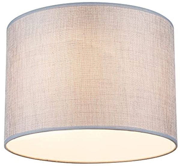 Deckenleuchte, Textil, grau weiß, D 35 cm