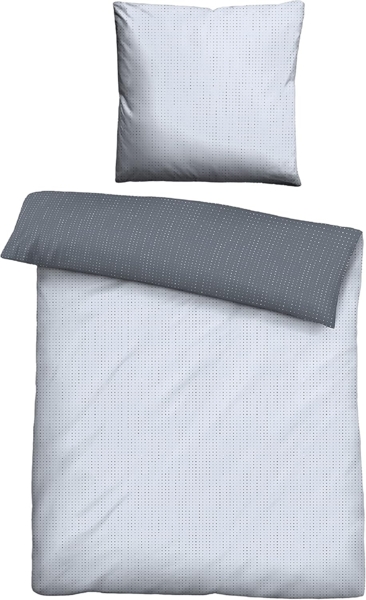 biberna 0636047 Mako-Satin Bettwäsche PUNKTE - MIX & MATCH, blau, 1x 155x200 cm + 1x 80x80 cm