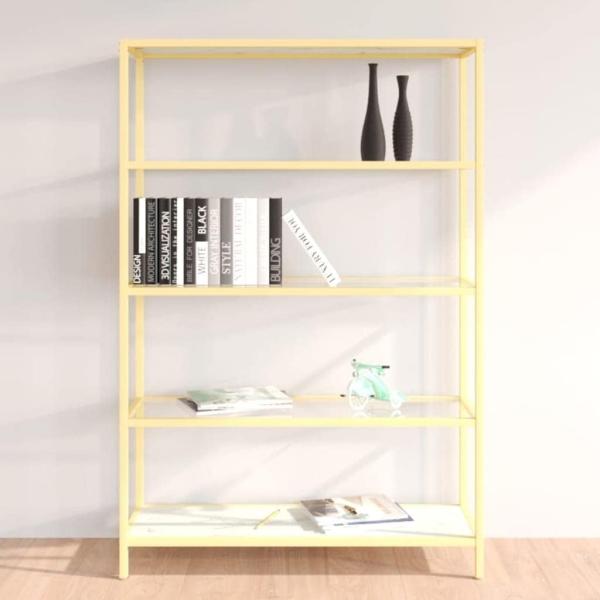 vidaXL Konsolentisch Golden und Weiß Marmor-Optik Hartglas