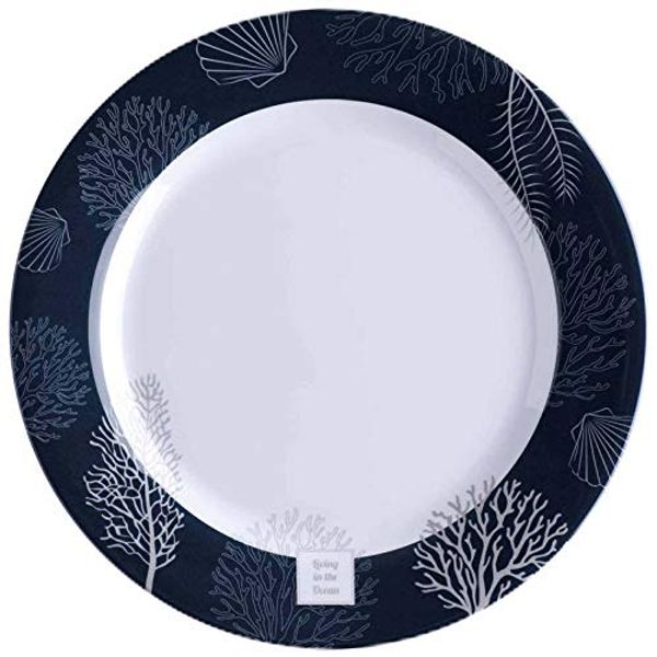 Essteller, Melamin, flach groß, 25cm, navy weiss - Serie Living einzeln
