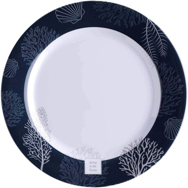 Essteller, Melamin, flach groß, 25cm, navy weiss - Serie Living einzeln