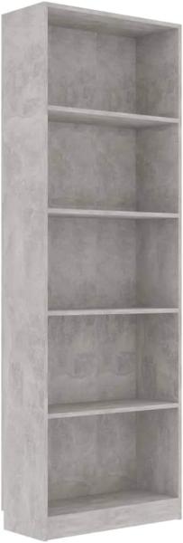vidaXL Bücherregal 5 Fächer Betongrau 60x24x175 cm Holzwerkstoff 800886