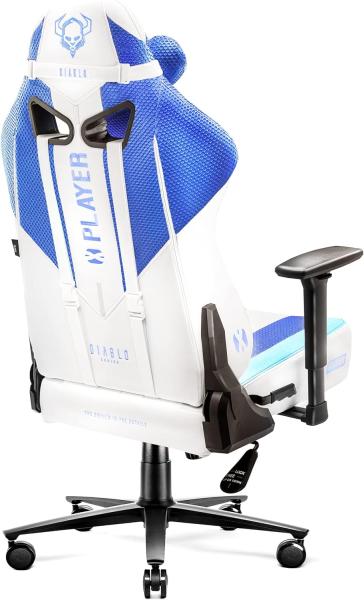 Diablo X-Player Gaming Stuhl Bürostuhl Schreibtischstuhl Stoff 3D Armlehnen Ergonomisches Design Nacken/- Lendenkissen Frost White Normal (L) Bild 7