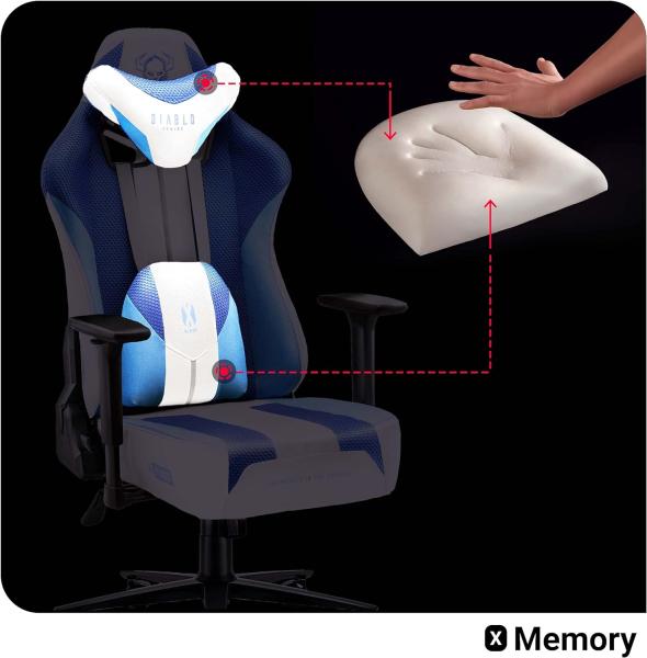 Diablo X-Player Gaming Stuhl Bürostuhl Schreibtischstuhl Stoff 3D Armlehnen Ergonomisches Design Nacken/- Lendenkissen Frost White Normal (L) Bild 11