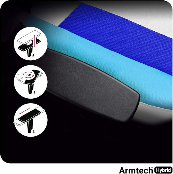 Diablo X-Player Gaming Stuhl Bürostuhl Schreibtischstuhl Stoff 3D Armlehnen Ergonomisches Design Nacken/- Lendenkissen Frost White Normal (L) Bild 8