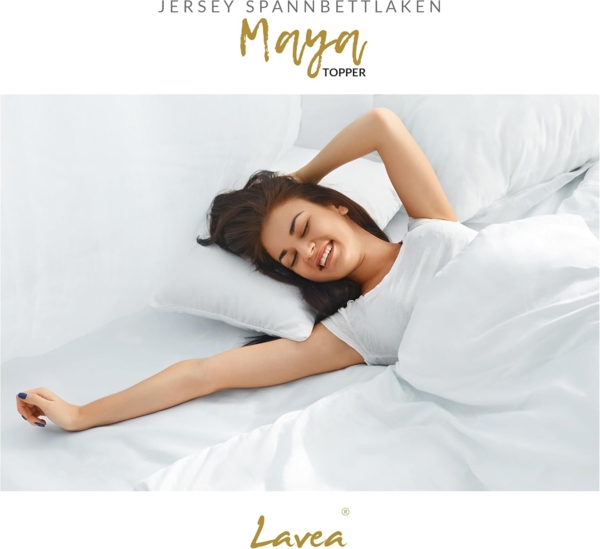 Lavea Spannbettlaken Maya, in Gr. 60x140, 90x200, 120x200, 140x200, 180x200 oder 200x220 cm, Baumwolle, Gummizug: rundum, (2 Stück), Jersey Spannbetttuch für Topper, Boxspring- und Wasserbetten Bild 5