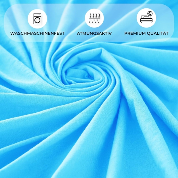 Buymax® Spannbettlaken 180x200 cm Baumwolle 100% Spannbetttuch Bettlaken Jersey, Matratzenhöhe bis 25 cm, Farbe Türkis Bild 5