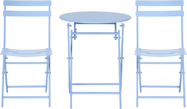 Outsunny Balkonset Gartenset Bistrotisch mit 2 Stühlen für Hof Garten, (Garnitur, 3-tlg, Balkonmöbel Set), Klappbar Blau Ø60L x 71H cm