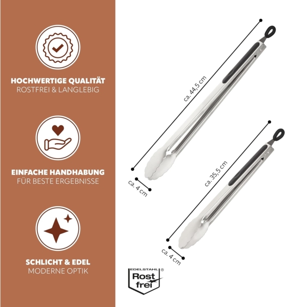 bremermann Grillzange Grillzangen 2er-Set, ca. 44,5 (XL) und 35,5 (M) cm Länge, Edelstahl Bild 7