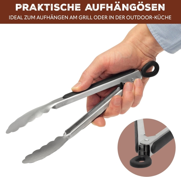 bremermann Grillzange Grillzangen 2er-Set, ca. 44,5 (XL) und 35,5 (M) cm Länge, Edelstahl Bild 5